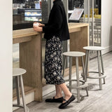 2025 High-end floral split skirt women's spring  new thin hips and hips temperament A-shaped skirt