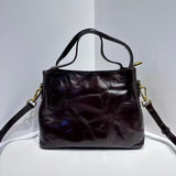 Crossbody bag first layer vegetable tanned cowhide retro leather women's bag New new model with capacity portable tote bag 96045