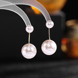 2025 Korea Dongdaemun personalized earrings temperament two wear stud earrings 925 silver needle earrings women's size pearl front and rear earrings