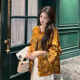 New Chinese style national style button top women's clothing  autumn new design sense high-end silk jacket M7060