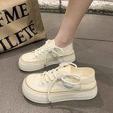 kamames White Canvas Shoes Women's  New Spring and Autumn Ulzzang Versatile Special-Interest Design XINGX Flat Skateboard Shoes