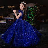 Kamames  Children's Host's Dress Princess Dress Pettiskirt Heavy Industry Girl's Western Style Catwalk Piano Performance Costume Sequins