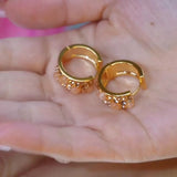 autumn and winter new coffee-colored opal earrings sweet and fashionable round hollow earrings round full earrings