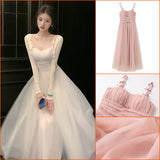 high-end temperament dress women's  new light luxury age-reducing gentle wind fluffy suspender skirt N4021