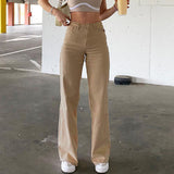 2025 2025 style 2021 new solid color jeans women's drape loose and thin high-waisted straight-leg pants women's casual trousers