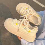 kamames Thick Bottom Shell Head White Shoes Women's  Spring and Summer New Popular Milk Fufu All-Match Canvas Shoes Original Board Shoes