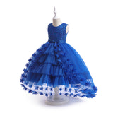 Kamames  In Stock Children's Evening Dress Girls' Western Style Puffy Gauze Princess Dress Flower Girl's Wedding Girl's Trailing Dress European and American Style