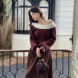 2025 popular autumn new temperament one-word collar versatile bottoming shirt long-sleeved knitted sweater women's top 25080