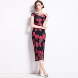 New Chinese retro improved cheongsam skirt women's popular summer new temperament short-sleeved butterfly chiffon dress
