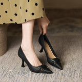 2025 7955-5 Simple and fashionable H-buckle single shoes for women 2025 new pointed thin heels high heels  banquet single shoes for women