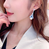 2025 Elegant temperament  exaggerated atmosphere heavy industry earrings wholesale copper inlaid zircon design feeling water drop pearl earrings women
