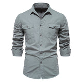KAMAMES 2025  autumn new Popularan size shirt men's pure cotton casual fashion business solid color New men's long-sleeved shirt