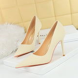 2025 3265-1 Korean version fashionable and simple pedicure, thin, super high heel, thin heel, shallow mouth, pointed high heels, women's shoes, single shoes