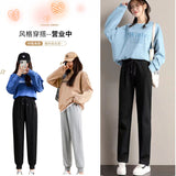 kamames Sports Pants Female Autumn Straight Slim Fit Casual Pants  New Pure Cotton Spring and Autumn Loose Tappered Harem Sweatpants