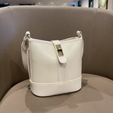 Bucket bag women's high-end sense niche leather women's bag New handbag top layer vegetable tanned cowhide messenger bag 870