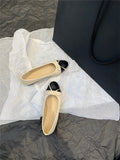2025  popular new flat-bottomed round head bow ballet shoes, small fragrant wind soft sole, light fairy one-pedal color matching shoes