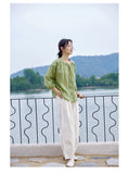 New Chinese Ramie Shirt Sunscreen Shirt Dopamine Girl A0618 + Balloon Pants Wide Leg Loose Pants A0426