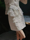 2025 Exquisite heavy industry,  retro romantic three-dimensional relief disc flower lace splicing skirt, new autumn and winter models
