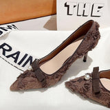 2025  Retro high heels women's stilettos popular new autumn versatile temperament comfortable women pointed head shallow mouth single shoes women