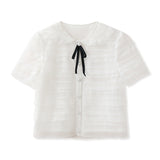 summer new  lace design short shirt light luxury temperament high-end short top M5048