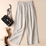 kamames New Wide-Leg Pants Female Summer New Cotton and Linen Ins Super Popular Pants Student Loose Linen Pants Casual Pants