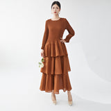 2025 Hot trade hot-selling Mizhai dress long high-end a-word skirt showing thin temperament elegant early autumn long-sleeved cake skirt