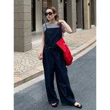 2025 THE MIND denim suspender jumpsuit women's 2025 summer new waist and thin with fanny pack jumpsuit 055AX