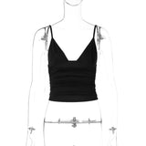 KAMAMES 2025 ins style fashion street style sexy V-neck solid color exposed navel versatile slim  style small suspender wholesale