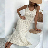2025Popular,  popular summer new beach skirt women solid color sexy knitted beach bikini swimsuit blouse sunscreen clothing
