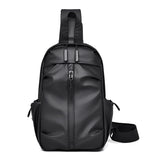2025 New leather film men's messenger bag simple fashion trend shoulder bag casual versatile high sense commuter breast bag