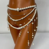 2025 L4801Y  new pearl waist chain, different sizes pearl waist chain metal fringed chain waist chain body chain