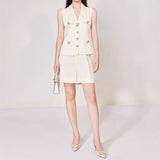 2025 Linen set, sleeveless vest top, heavy industry button-up Tencel wide-leg pants, shorts, commuter n two-piece set