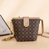2025 bucket bag, retro printed chain, messenger bag, fashionable and versatile women's bag, commuter shoulder bag for work, women