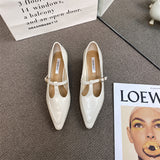 kamames Hong Kong Pointed-Toe Stiletto Shoes Women's Spring  New High Heel Black Retro Fashion Low-Cut Small White