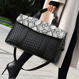 2025 Bag Women's Handbag Premium Sense Large Capacity Python Pattern Woven Boston Bag  One Shoulder Crossbody Women's Bag