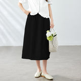Cotton cocoon,  high-waisted skirt women's summer new breathable sweet loose word skirt medium and long skirt A-shaped skirt