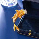 2025 Carp Yue Longmen Creative Koi Brooch High-end Personality Niche Design Sense Dripping Oil Inlaid Zircon Corsage Accessories