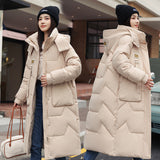 European Station 2024 Winter New Detachable Hat Padded-on Women's Medium and Long Over-Knee Thickened Down Padded Women's Jacket