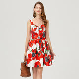 Popular trade women's clothing high waist printing three-dimensional tube top suspender short dress back elastic band