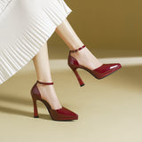 2025 105-5 Sexy temperament pointed-toed stiletto high heels one-word hollow high-heeled sandals waterproof table not tired feet single shoes
