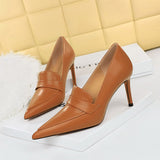 2025 837-5 retro  high heels women's shoes thin heels high heels pointed deep mouth shoes pedicure thin deep mouth women's shoes