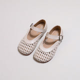 KAMAMES Girl's Woven Leather Shoes  Summer New South Korea Grandma Shoes Children's Hollowed Toe Box Casual Sandals