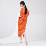 2025 Hot trade women's fashion high-end dress new bronzing loose large size fringed irregular pleated dress long dress