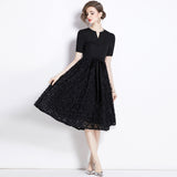 popular summer new women's clothing color matching fake two-piece three-dimensional flower dress skirt hand-nailed diamond pendulum dress