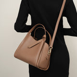 KAMAMES 2025 Leather handbag, women's popular new vegetable basket, send mother atmospheric messenger bag, cowhide bucket bag