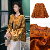 New Chinese style national style button top women's clothing  autumn new design sense high-end silk jacket M7060