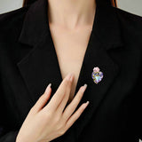 2025 New Love Rose Colorful Crystal Heart Brooch High-end Fashion Brooch Design Sense Clothes Pins and Accessories