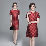 Popularan station new celebrity temperament light luxury dress heavy industry jacquard letter rabbit slim and thin dress
