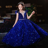 Kamames  Children's Host's Dress Princess Dress Pettiskirt Heavy Industry Girl's Western Style Catwalk Piano Performance Costume Sequins