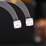 2025 S925 silver needle earrings geometric square zircon earrings niche design temperament versatile small square diamond simple stud earrings
